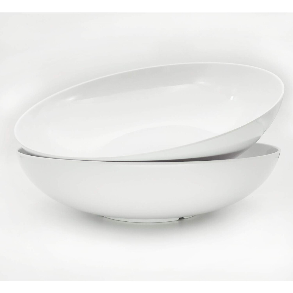KX-WARE 12-inch Melamine Serving Bowls - Larger Salad Bowls Mixing Bowls Set of 2 White | Break-resistant 100% Melamine Bowls | Dishwasher Safe