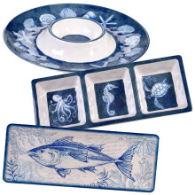 Certificeret International Oceanic 3 stykke melamin v?rtinde serveringss?t multifarvet