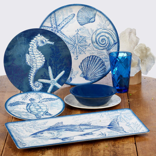 Certified International Oceanic 3 Piece Melamine Hostess Serving Set  Multi Colored 1