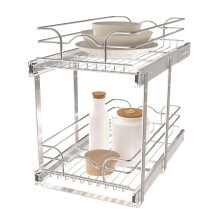 Rev-A-Shelf 2-Tier Kitchen Cabinet Pullout Shelf and Drawer Organizer Slide Out Pantry Storage Basket in Multiple Sizes 12 x 22 In 5WB2-1222CR-1
