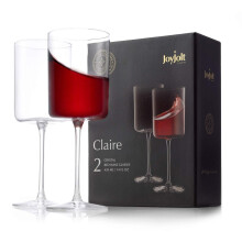 JoyJolt Claire Rotweinglas-Set, 390 ml. Grosses Set mit 2 Kristallglasern. Elegantes Stielglas mit breitem Rand     modern mit Stiel. Stiel fur einz