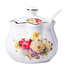 Azucarero con dise   o de flores retro de Mozacona Ceramics, tarro para especias, condimentos, tapa y cuchara