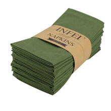 INFEI ensfarvede bomuldsblandede middagsservietter - S?t med 12 (17 x 17 tommer) - til begivenheder og hjemmebrug (Army Green)