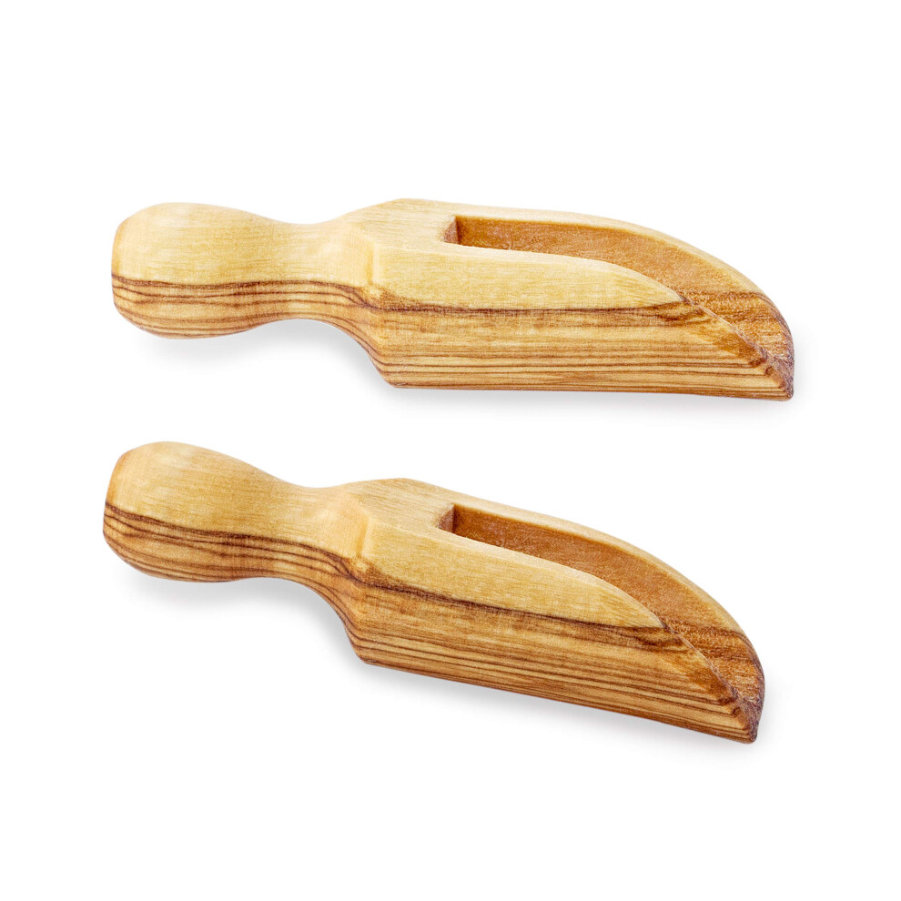 Lot De 2 Cuill Res Sel De Bain En Bois D'olivier Fabriqu Es La Main, Style Rustique, Pour Cuisine Et Salle De Bain (2,5 Cm)-image
