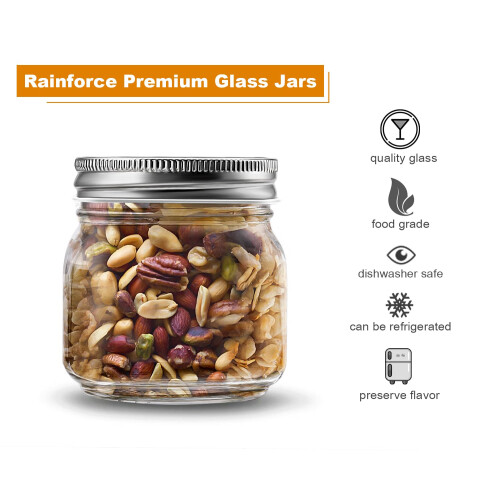 Rainforce Mason Jars 8 oz 30 Pack - Kleine Mason Jars Met Zilveren Deksel - 1/4 Quart Inmaak Jars 2