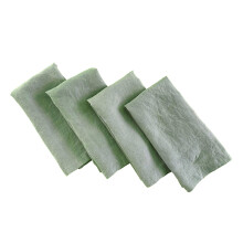 Linen Napkins - 100% French Flax - Stonewashed Pure Linen Cloth Napkins - Mitered Corners - Set of 4 (Sage Green)