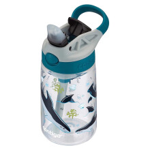 Botella de agua con pajita Contigo Kids con tapa AUTOSPOUT de 473 ml. Tiburones blancos