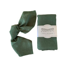Linen Napkins -100% French Flax - Stonewashed Pure Linen Cloth Napkins - Size 18 Inch x 18 Inch - Set of 4 (Soft Rustic Green)