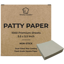 Kitchen Geeks Hamburger Patty Paper - 1000 papier woskowany 5,5 x 5,5 cala Kwadratowe arkusze do prasy do burgerów Maker Patties Pieczenie cukierków