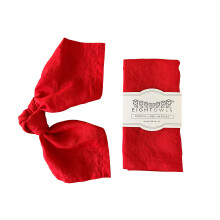 Linen Napkins -100% French Flax - Stonewashed Pure Linen Cloth Napkins - Size 18 Inch x 18 Inch - Set of 4 (Rich Red)