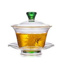 Woonsoon kinesisk glas Gaiwan Traditionel Kongfu tekop 170 ml klassisk tes?t kop med l?g og underkop