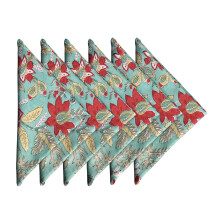 Craftbot Katoenen Print Diner Servetten 18x18 inch - Wasbare stoffen servetten Set van 6 - Dagelijks gebruik of etentje en evenementen - Groene India
