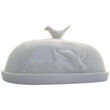 JBK Pottery Kolibri-Butterdose – Weiß (großes Fassungsvermögen), passend für Ost- oder Westküstenbutter. Groß genug für 2 Stück Butter.