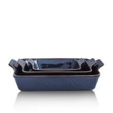 KOOV Bakeware Set Ceramic Baking Plat Lasagne rectangulaire POSS POUR LA CHARGE DE COIE CUIE 9 x 13 pouces Serie de textures 3 pieces (3 pieces A
