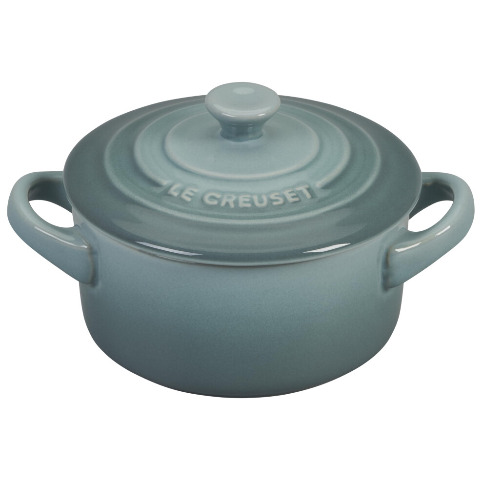 Le Creuset Stoneware Mini Round Cocotte with Lid  8 oz.  Sea Salt