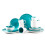 HomeVss  Stoneware Coupe Shape 16pc Dinnerware Set  Outside White + Inside Turquoise 1