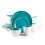 HomeVss  Stoneware Coupe Shape 16pc Dinnerware Set  Outside White + Inside Turquoise 2