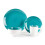 HomeVss  Stoneware Coupe Shape 16pc Dinnerware Set  Outside White + Inside Turquoise 3