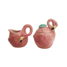 Blue Sky Ceramics Summer Fun Flamingo Sugar & Creamer Set Multi