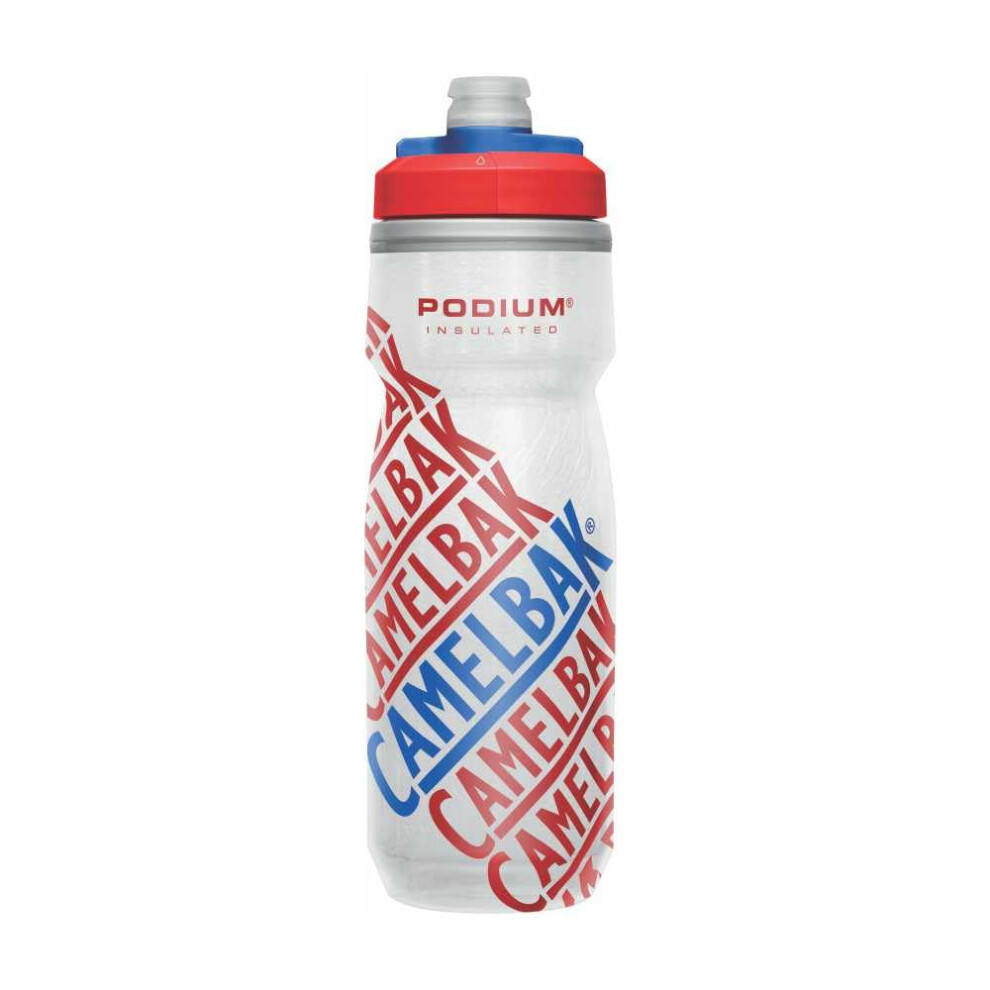Camelbak Podium Chill Insulated Bike Water Bottle - Easy Squeeze Bottle - Fits Most Bike Cages - 21Oz Race Edition - Red
