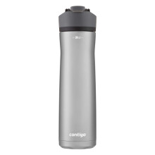 Cortland Chill 2.0 Vacuum-Insulated Stainless Steel Water Bottle Spill-Proof Sip Technology Interchangeable Lid 24oz Steel/Liorice Perfect for Fi