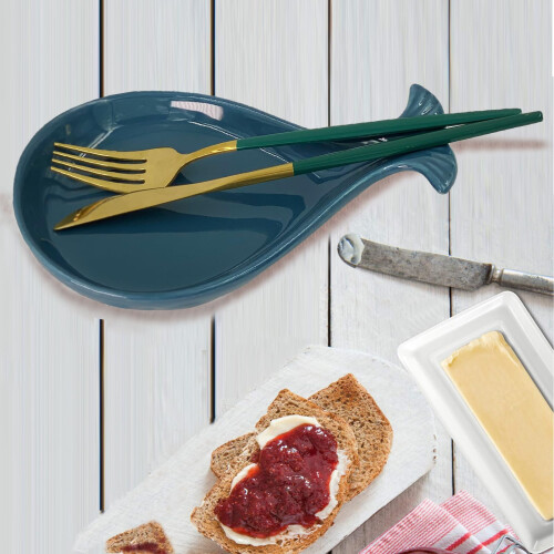 Ceramic Coastal Spoon Rest for Kitchen  Whale 2