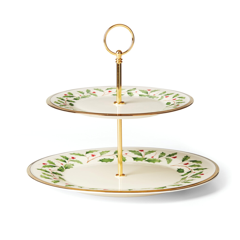Lenox Holiday 2-Tiered Server 2.73 Red & Green