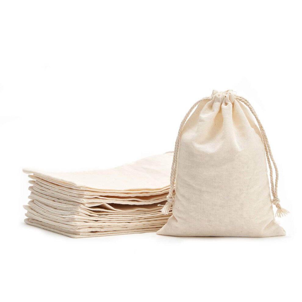 Tendwarm 20 Sacchetti In Mussola Di Cotone Riutilizzabili Con Coulisse, Per Feste, Matrimoni, Accessori Per La Casa-image