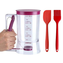 4 Cup Pancake Cupcake Batter Dispense 900ml Pandekage Dispenser til dej med måling af etiket klem håndtagsbeslag og silikone madbørste til cupcak