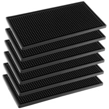 SEUNMUK 6 stuks 6 x 12 inch zwarte rubberen barmat barmatten voor gemorste aanrecht rubberen barservicemat zwarte onderzetters voor dranken koffiebar