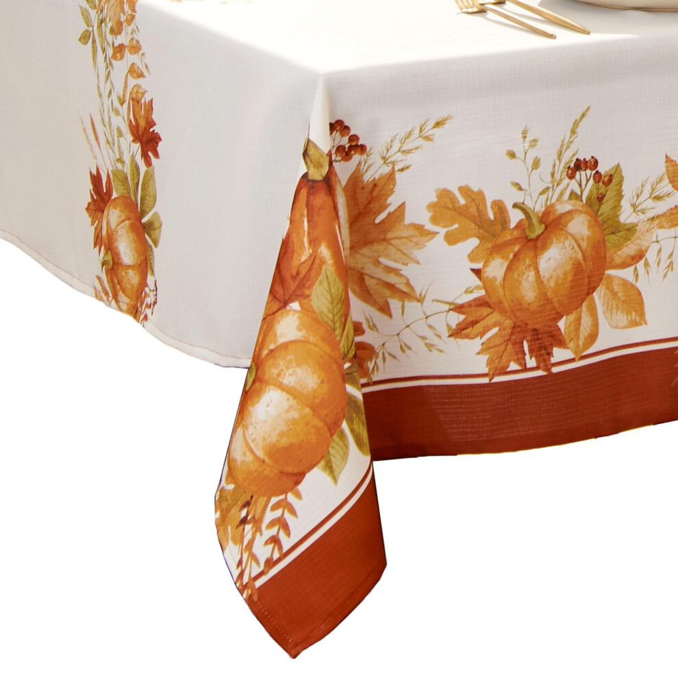 Elrene Home Fashions Autumn Pumpkin Grove Wrinkle Resistant Tablecloth 60""""x102"""" Rectangle Multi Color