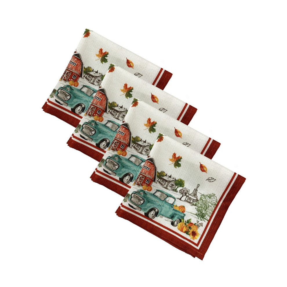 Serviettes de table Farm Fresh Pumpkin Truck Fall d'Elrene Home Fashions, lot de 4, 43 x 43 cm