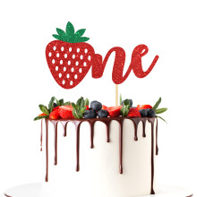 Halodete Strawberry One Cake Topper Boldog 1. Szletsnapi Party dekorci Gymlcs tmj stemnyek Wild One Baby Shower fot kellkek - piros s z