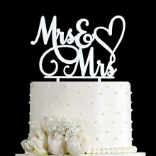 AMINJIE Mrs & Mrs Cake Topper-Eskvoi s vforduls Torta Topper Meleg s Leszbikus LMBT Hzassg Uni A szerelem szerelem tkr Ezst akril