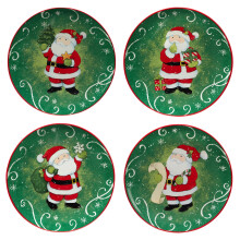 Certifierad International Holiday Magic Santa 9"""" Dessert/salladstallrikar Set om 4
