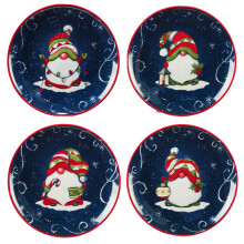 Certifierade International Holiday Magic Gnomes 9"""" dessert-/salladstallrikar Multicolor Medium Set om 4