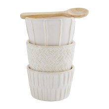 Zestaw kamionkowych ramekinσw do ciasta blotnego Kremowy ramekin 2"""" x 3"""" sr. | lyzka 4 1/2""