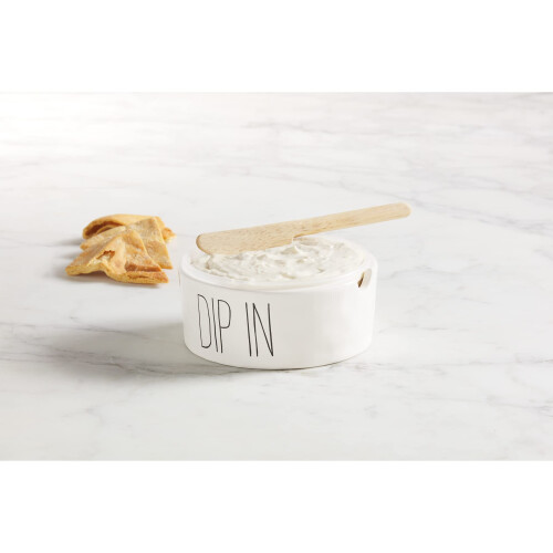 Mud Pie Store Bought Container Dish  White  dip 2"""" x 4 1/4"""" dia | spreader 6"""" 2