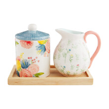 MUD PIE 47800016 Multi Floral Cream and Sugar Set Forsamlet 4 """" X 7 """"