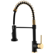 AIMADI Matte Black Kitchen Faucet Black and Gold Kitchen Faucet with Pull Down Sprayer Commercial Single Handle Spring Kitchen Faucet for Kitchen Sink