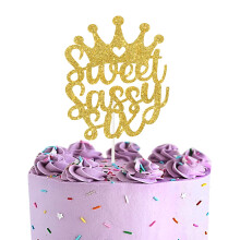 LECAKTO Sweet Sassy Six Cake Topper Crown Sign Boldog 6. Szletsnapi Party Tortavlaszts A 6. hzassgi vfordul nneplse tortadszek