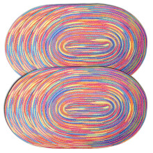 CAIT CHAPMAN HOME COLLECTION Mehrfarbige geflochtene Tischsets aus gewebtem Stoff (12"" x 18"" ovales Tischset, Regenbogen)
