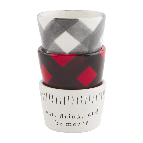 Mud Pie Lodge Ramekin Set Eet Drink en Wees Vrolijk
