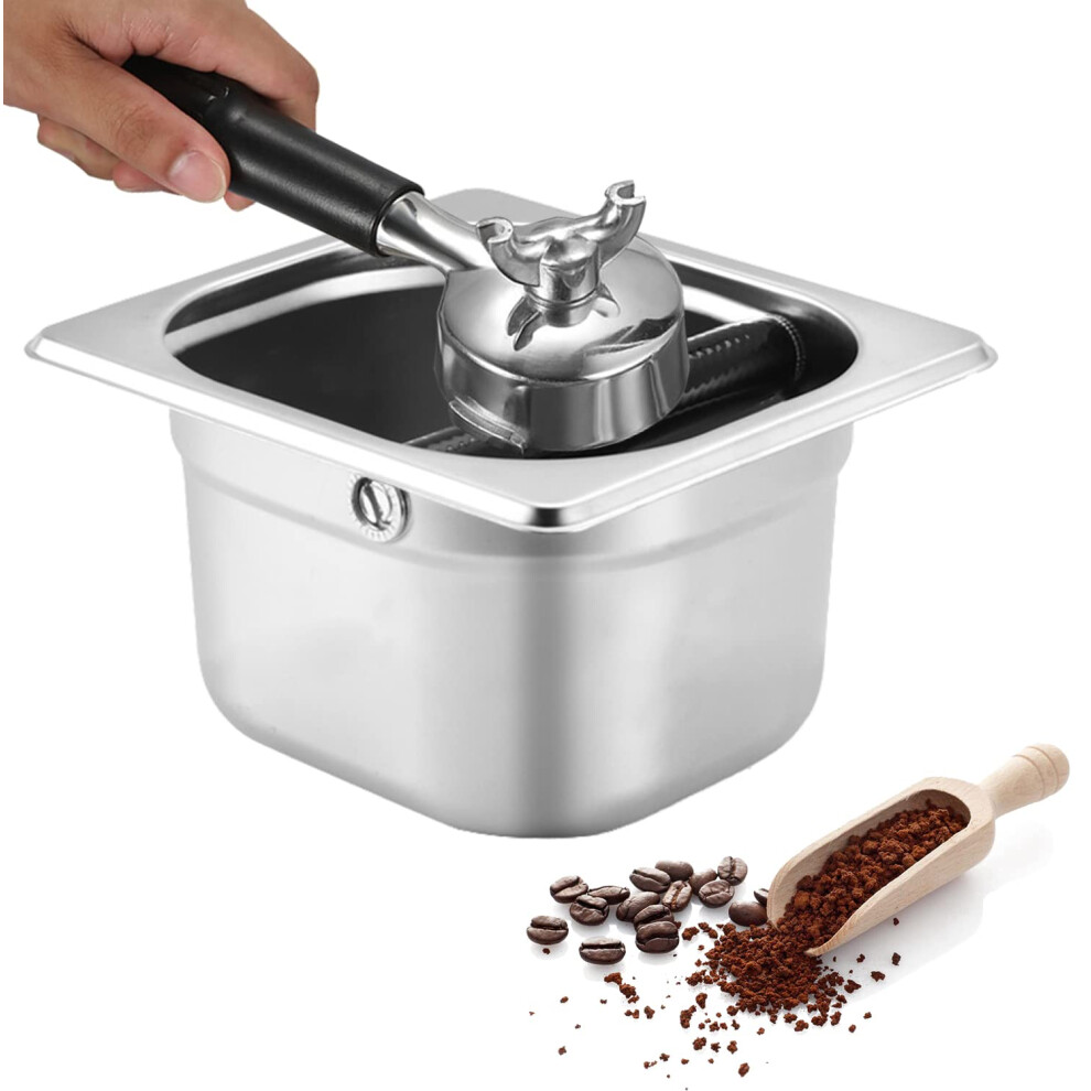 Lmip Kaffee-Abklopfbehalter Aus Edelstahl, Kaffeesatzbehalter Aus Edelstahl, Restmulleimer, Leicht Zu Reinigender Kaffee-Abklopfbehalter, Kleiner-image