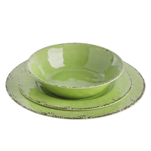 Gibson Home Mauna 12 Piece Green Melamine Dinnerware Set Lime Green 2