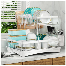 7 code Large Dish Drying Rack 2-Tier Dish Racks for Kitchen Counter Detachable Large Capacity Dish Drainer Organizer with Utensil Holder Dish Dryi