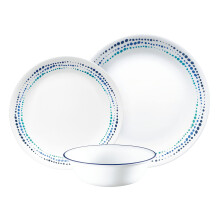 Corelle Dinnerware Set (12pc Set Ocean Blues)-Dinner Set for 4 Includes 4 x: Plates Side Plates & Bowls 3 X More Durable Half The Space & Weight