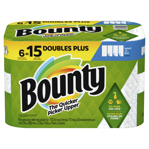 Bounty Select-A-Size paprtrlo 6 db dupla plusz tekercs fehr 113 lap tekercsenknt