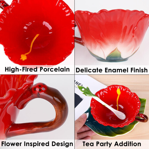 Tasse de the et soucoupe a fleurs d'hibiscus philo 1