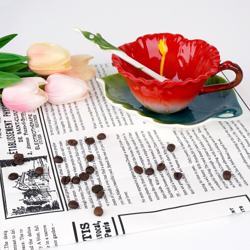 Tasse de the et soucoupe a fleurs d'hibiscus philo 2